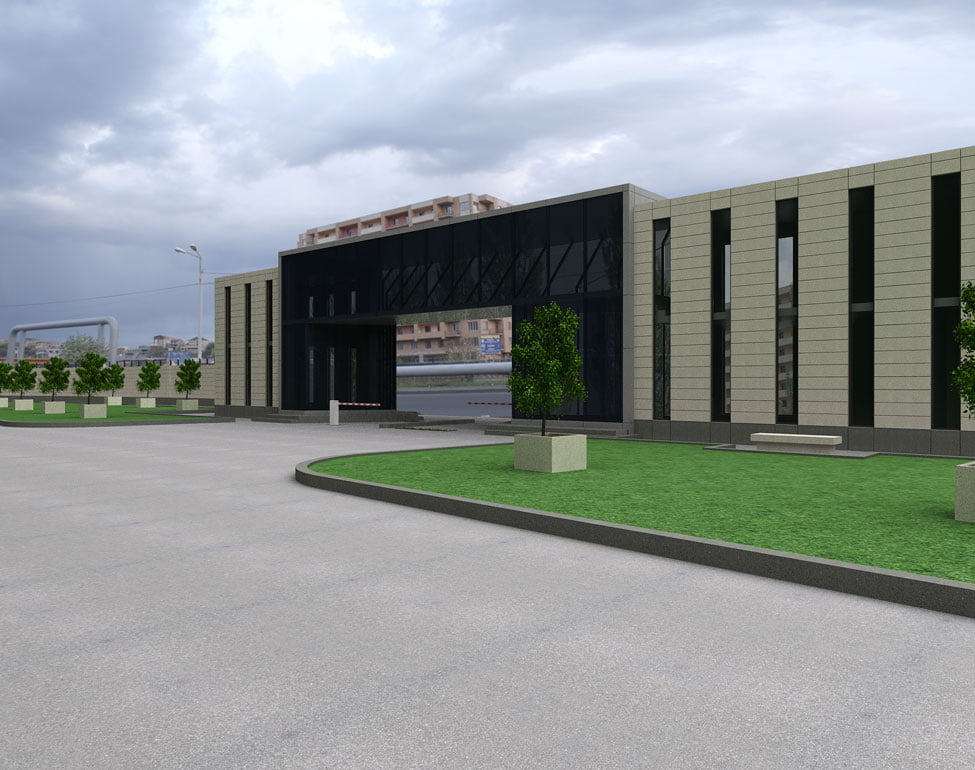 картинка визуализации проекта реконструкции здания Армения-ТВ Вид на здание общий 1