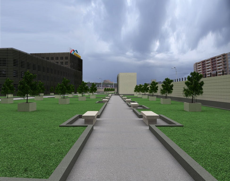 картинка визуализации проекта благоустройства территории около здания Армения-ТВ