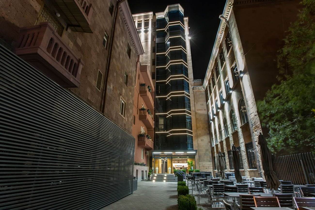 photo of boutique hotel REPUBLIC from the side of the street, Yerevan, Armenia
