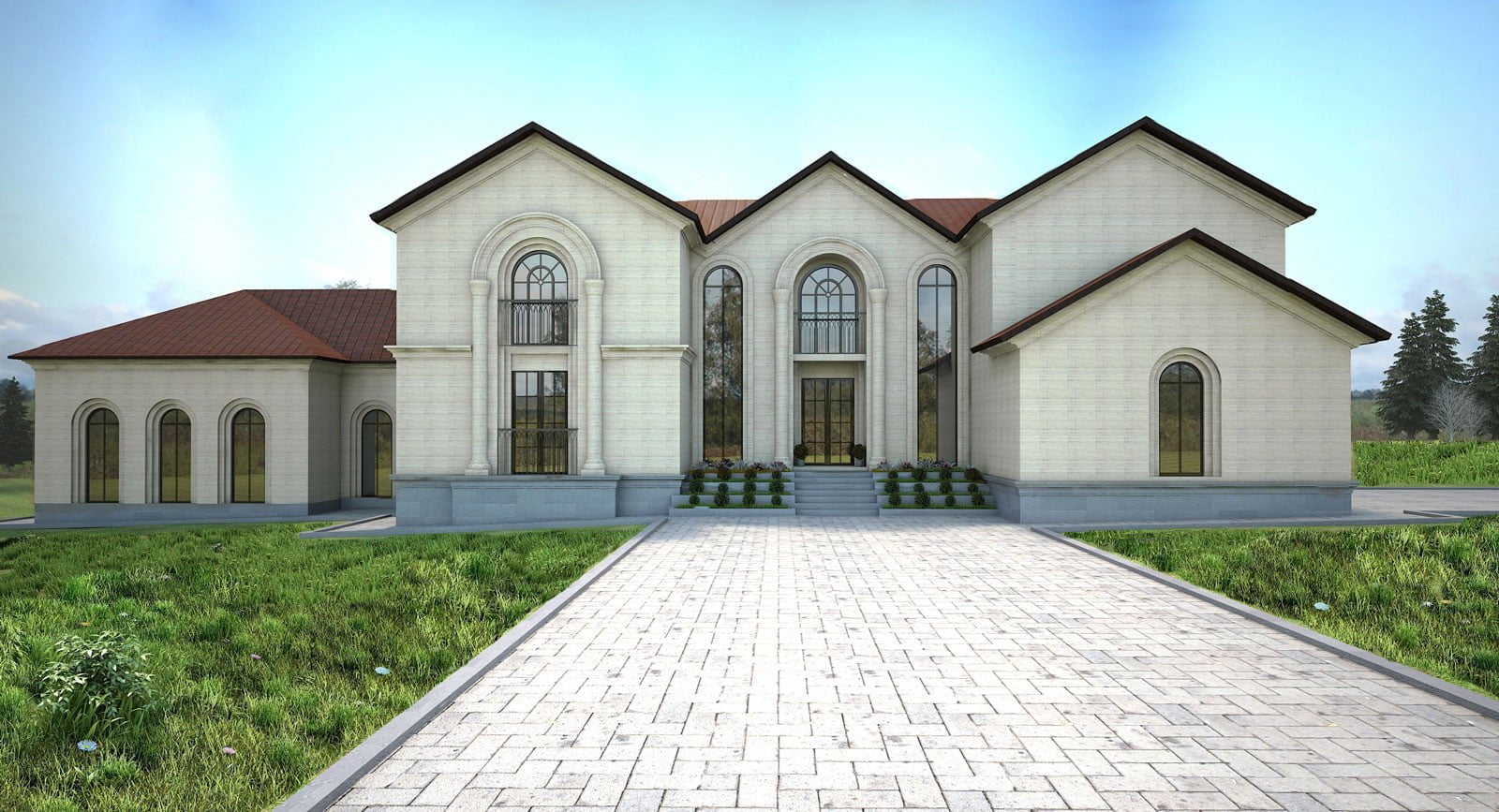 picture of the visualization of the project of a private mansion (front view) Cheboksary