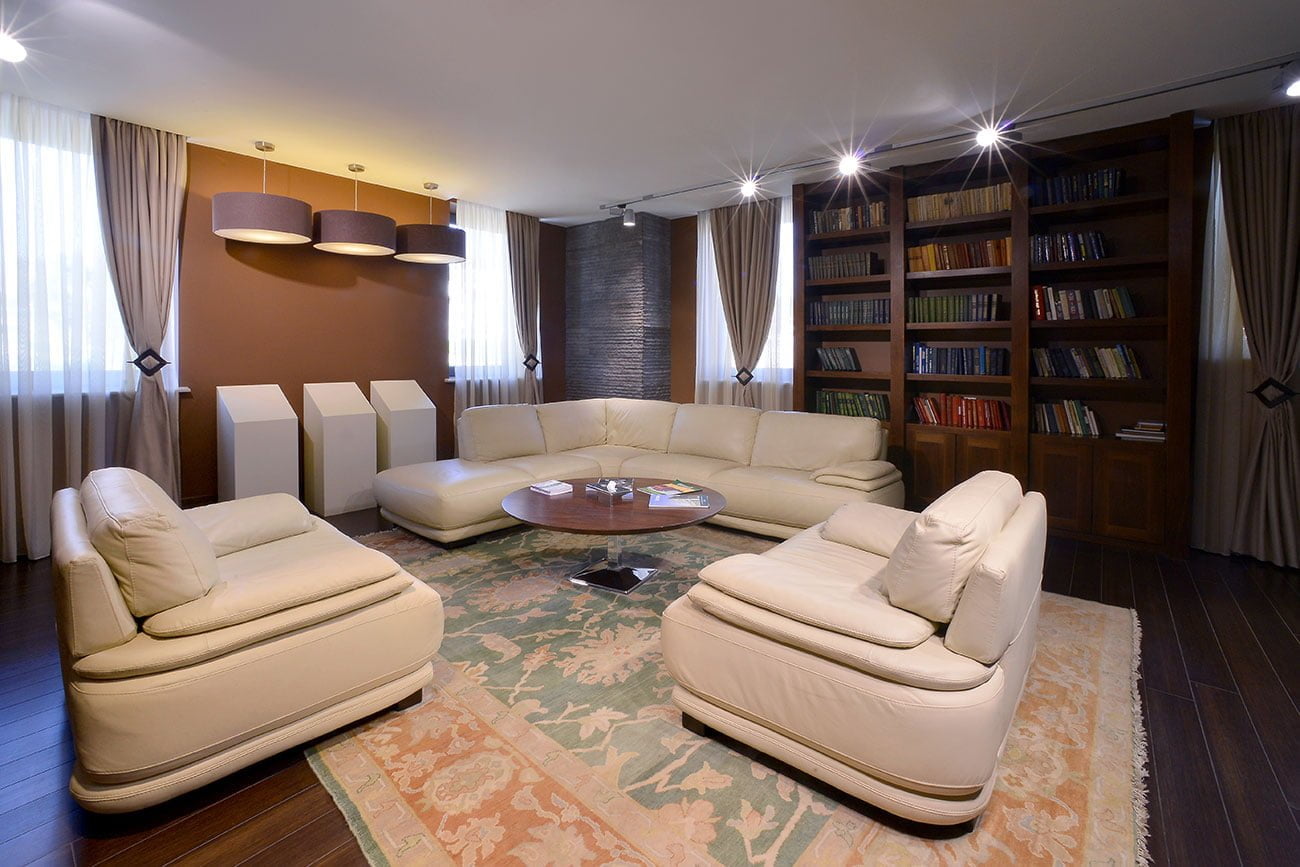 photo of a panoramic view of the lounge area with the VALLEX GARDEN library, Stepanakert