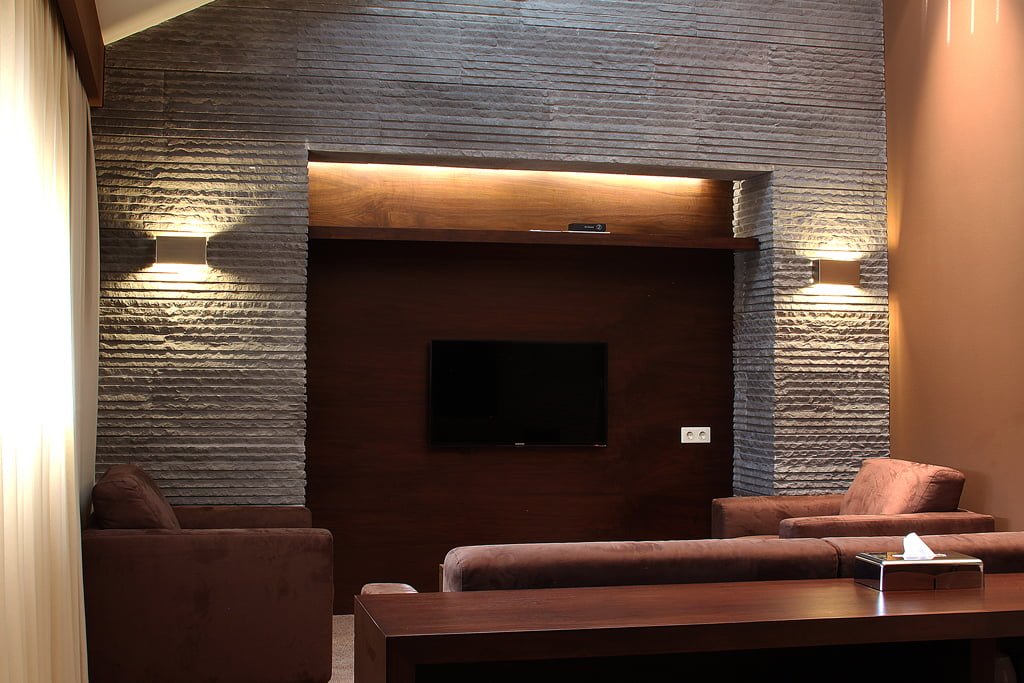 photo of the TV zone in the Presidential Suite, in the VALLEX GARDEN hotel, Stepanakert
